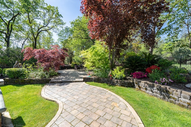 view of home's community featuring a patio area and a yard