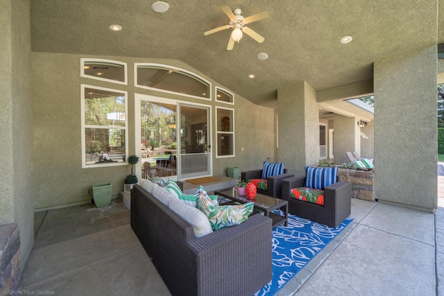 view of patio / terrace with outdoor lounge area and ceiling fan