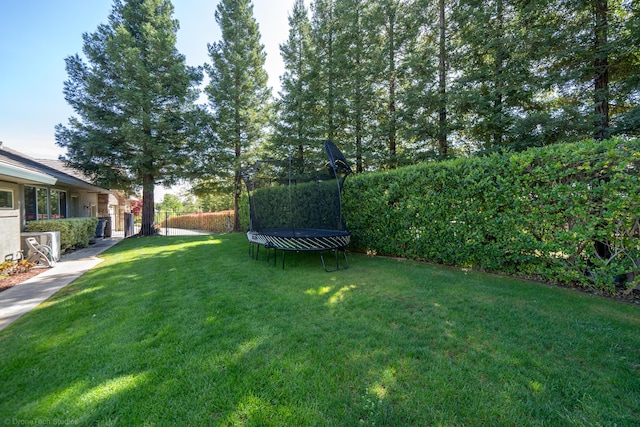 view of yard with a trampoline