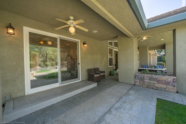 view of patio with ceiling fan