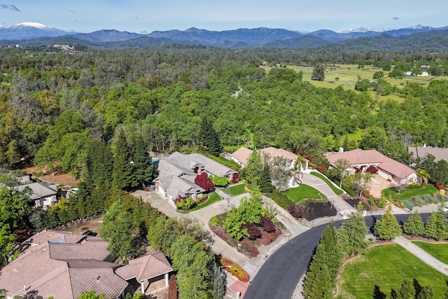 birds eye view of property with a mountain view