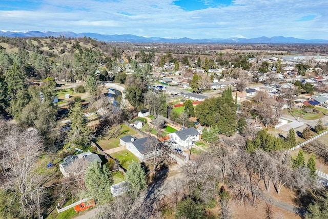 drone / aerial view with a mountain view