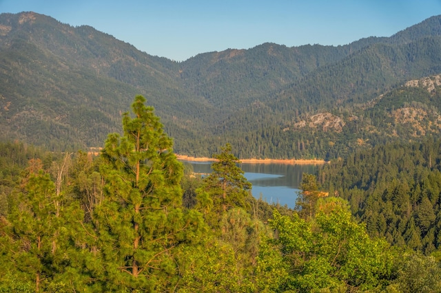 view of mountain feature featuring a water view