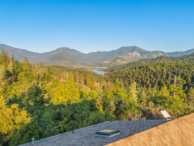 view of mountain feature featuring a water view