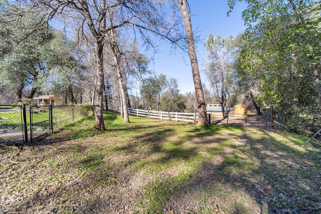 view of yard with a rural view