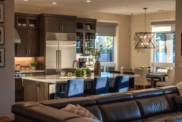 living room featuring sink