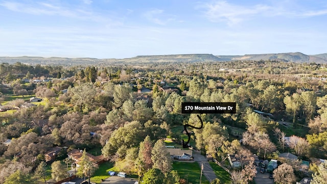 bird's eye view with a mountain view