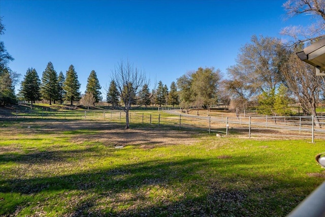 view of yard with a rural view