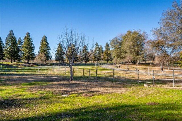 view of yard with a rural view