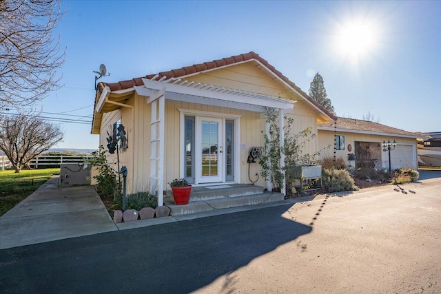 view of front of property with a garage