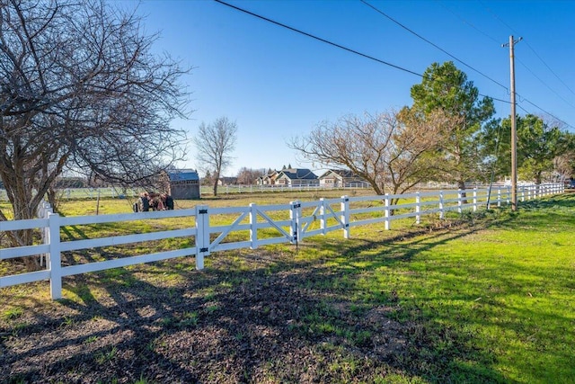 view of yard with a rural view