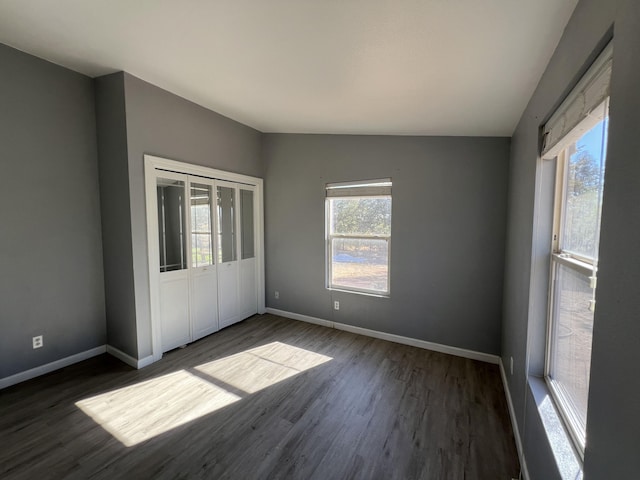 unfurnished room featuring dark wood-type flooring