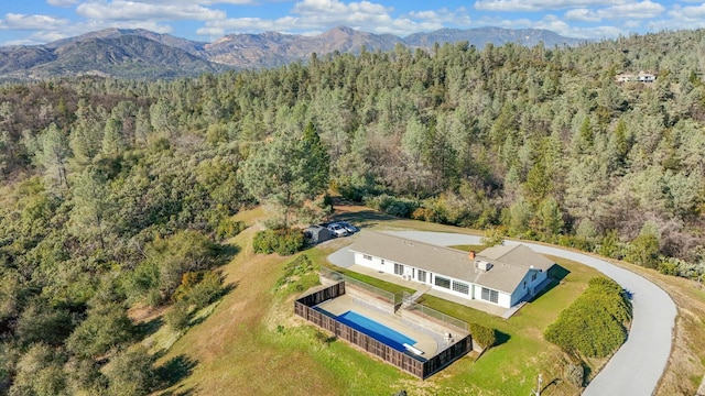 aerial view featuring a mountain view