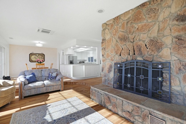 living room featuring light hardwood / wood-style flooring