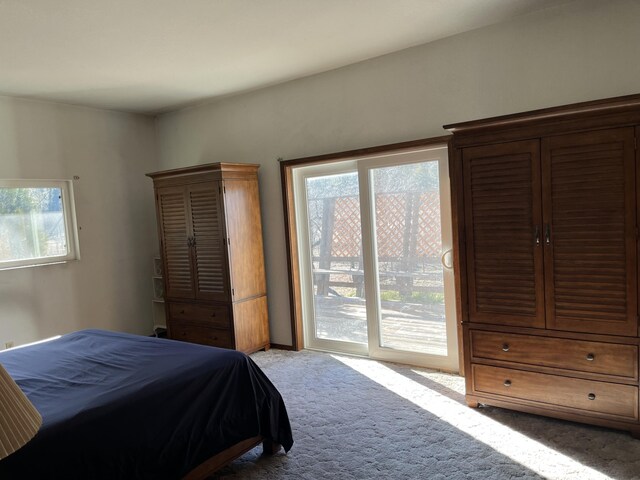 carpeted bedroom featuring access to outside