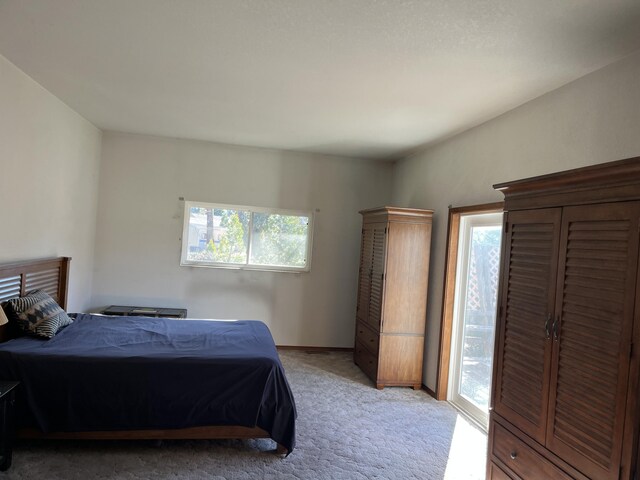 carpeted bedroom featuring access to exterior