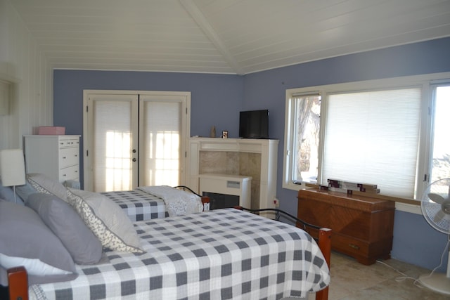 bedroom with vaulted ceiling