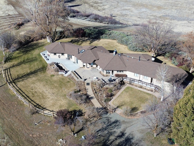 aerial view with a rural view