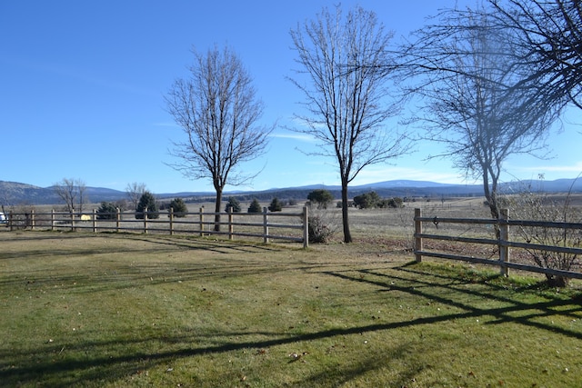 view of yard featuring a rural view and a mountain view