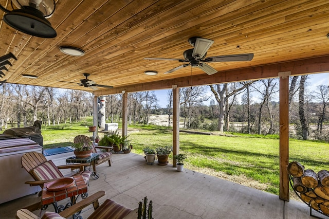 view of patio / terrace with ceiling fan