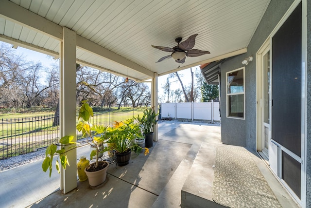 view of patio with ceiling fan