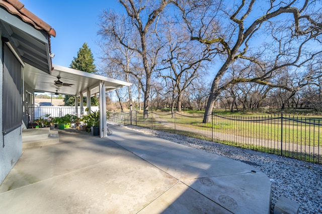 view of patio with ceiling fan