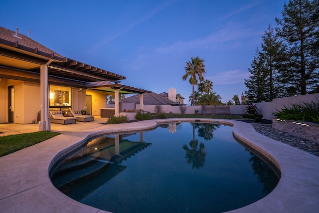 4395 San Martin Pl, Redding, CA 96003 - view of swimming pool with a patio area, a fenced in pool, outdoor lounge area, and a fenced backyard
