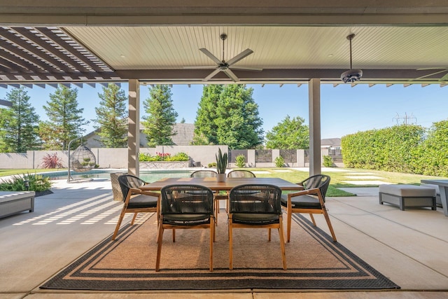 view of patio with ceiling fan