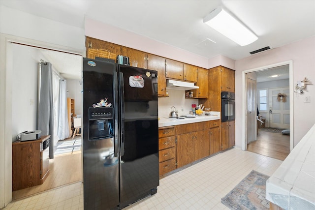 kitchen with black appliances