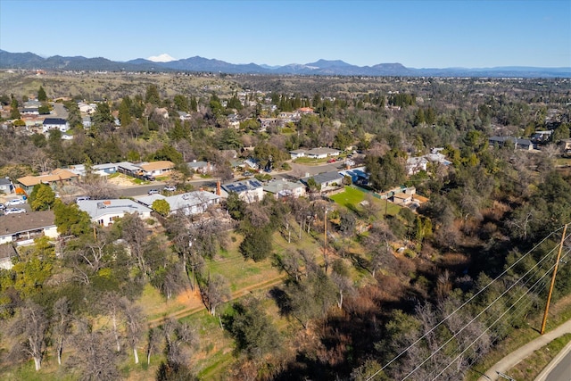 bird's eye view with a mountain view