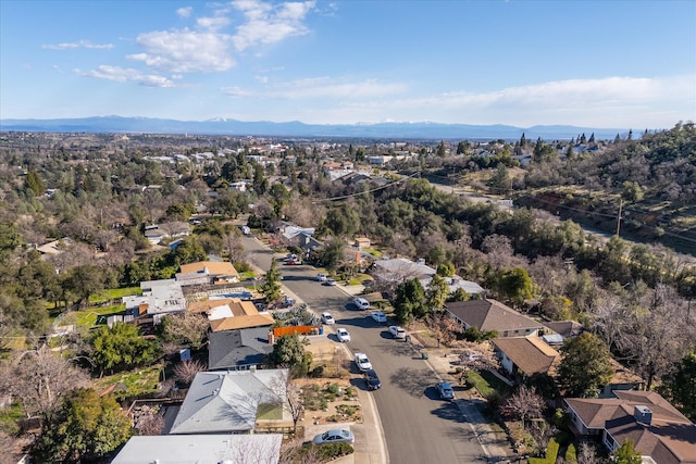 bird's eye view with a mountain view