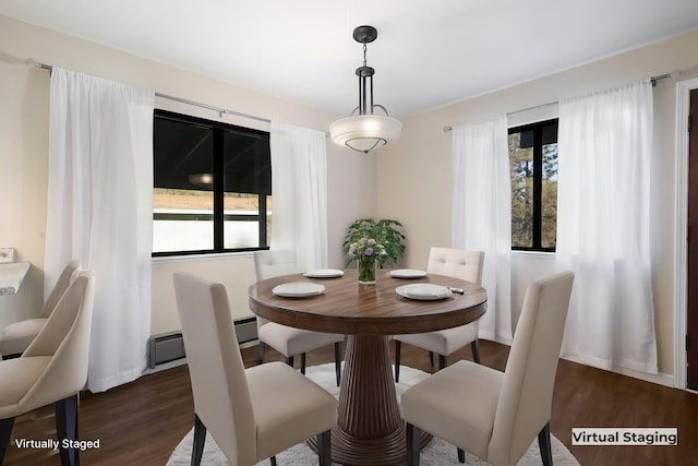 dining room featuring dark hardwood / wood-style flooring