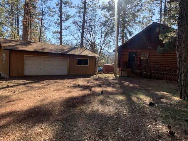 exterior space with a garage