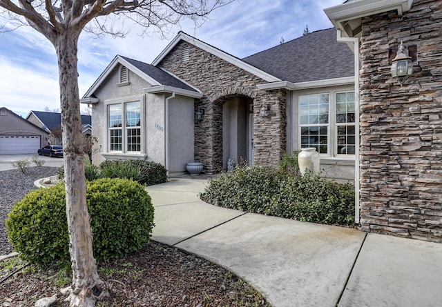 exterior space featuring a garage