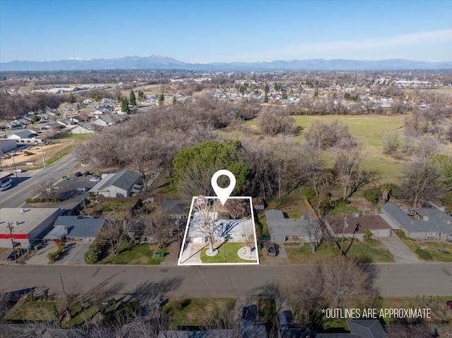 aerial view with a mountain view