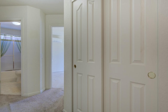 corridor with light carpet