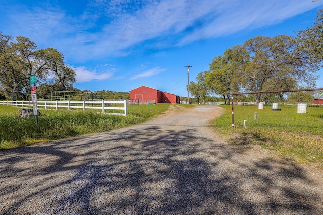 view of street featuring a rural view