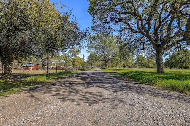 view of street with a rural view