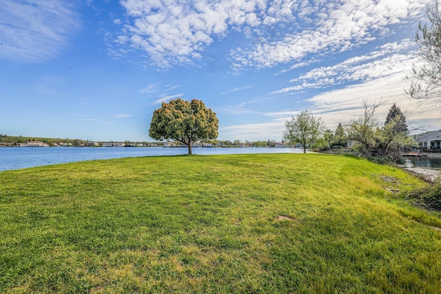 view of yard with a water view