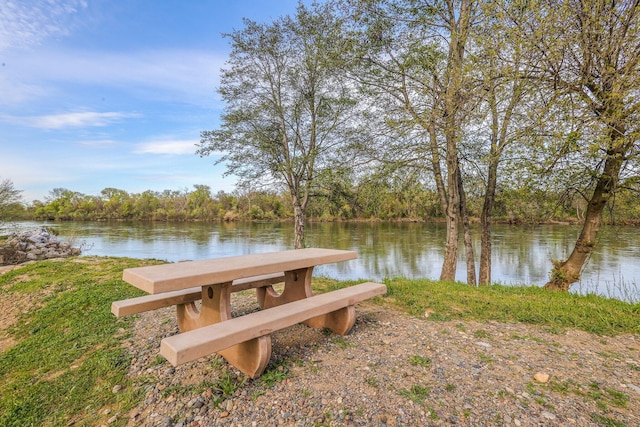 dock area featuring a water view