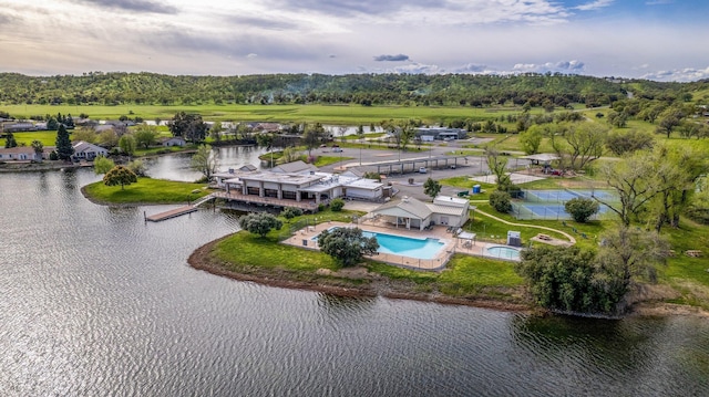 bird's eye view featuring a water view