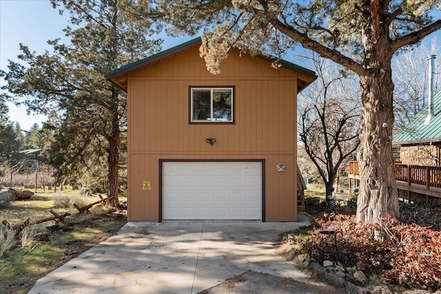 exterior space with a garage