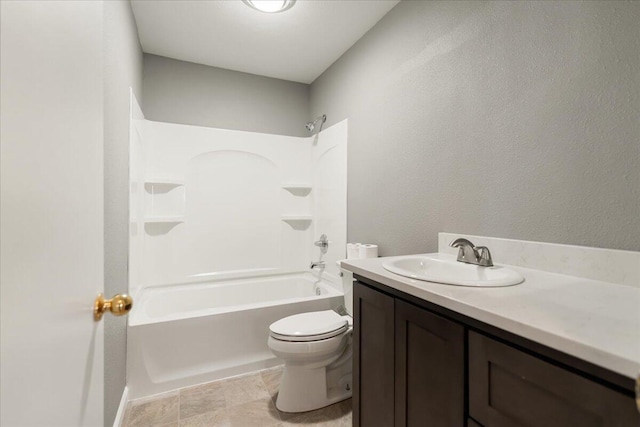 full bathroom featuring vanity, toilet, and bathing tub / shower combination