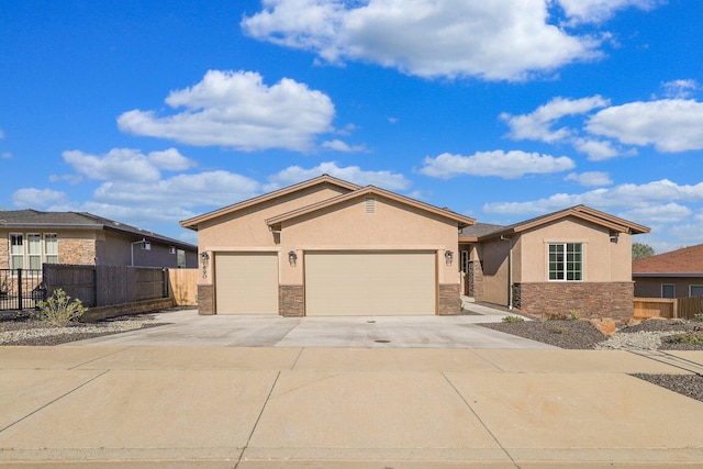 single story home with a garage