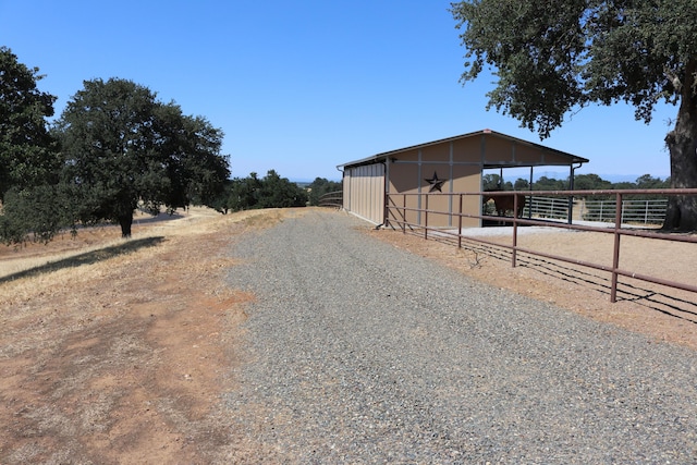 view of road with a rural view