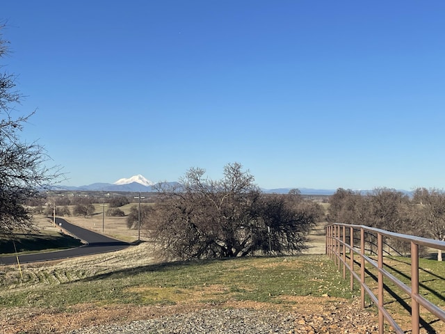 view of yard featuring a mountain view and a rural view