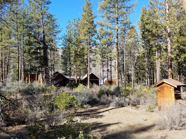 view of yard with a shed and an outdoor structure