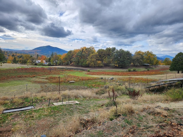 view of mountain feature featuring a rural view