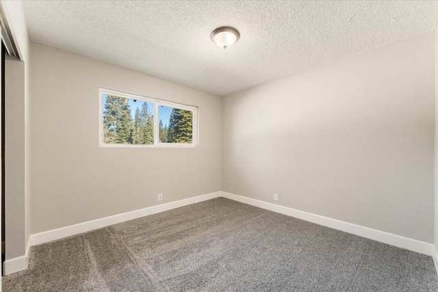 spare room featuring carpet floors and a textured ceiling