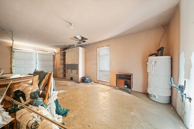 garage featuring water heater